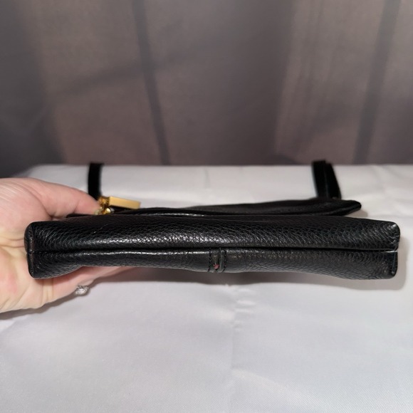 Hammitt VIP Sml Black Brushed Gold Red Zip Leather Clutch Crossbody Bag Purse - Picture 3 of 16